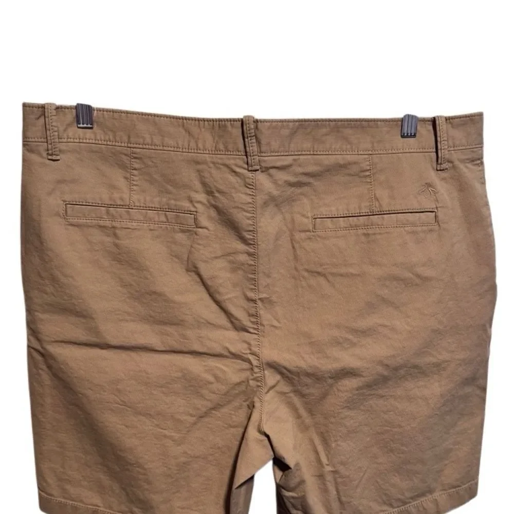 Penguin Munsingwear Shorts Men's 38 Khaki Chino Ribbed Button Zip Cotton Blend